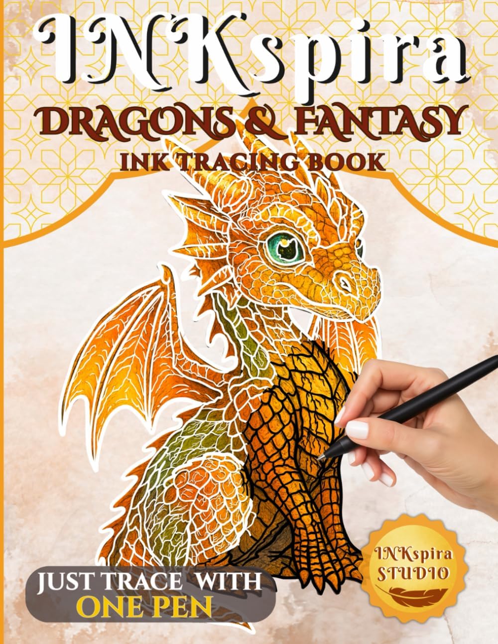 INKspira: Dragons & Fantasy Ink Tracing Book: Magical Watercolor-Inspired Illustrations to Trace and Relax with Dragons, Elves & Enchanting Worlds (INKspira Tracing Collection) by INKspira Studio