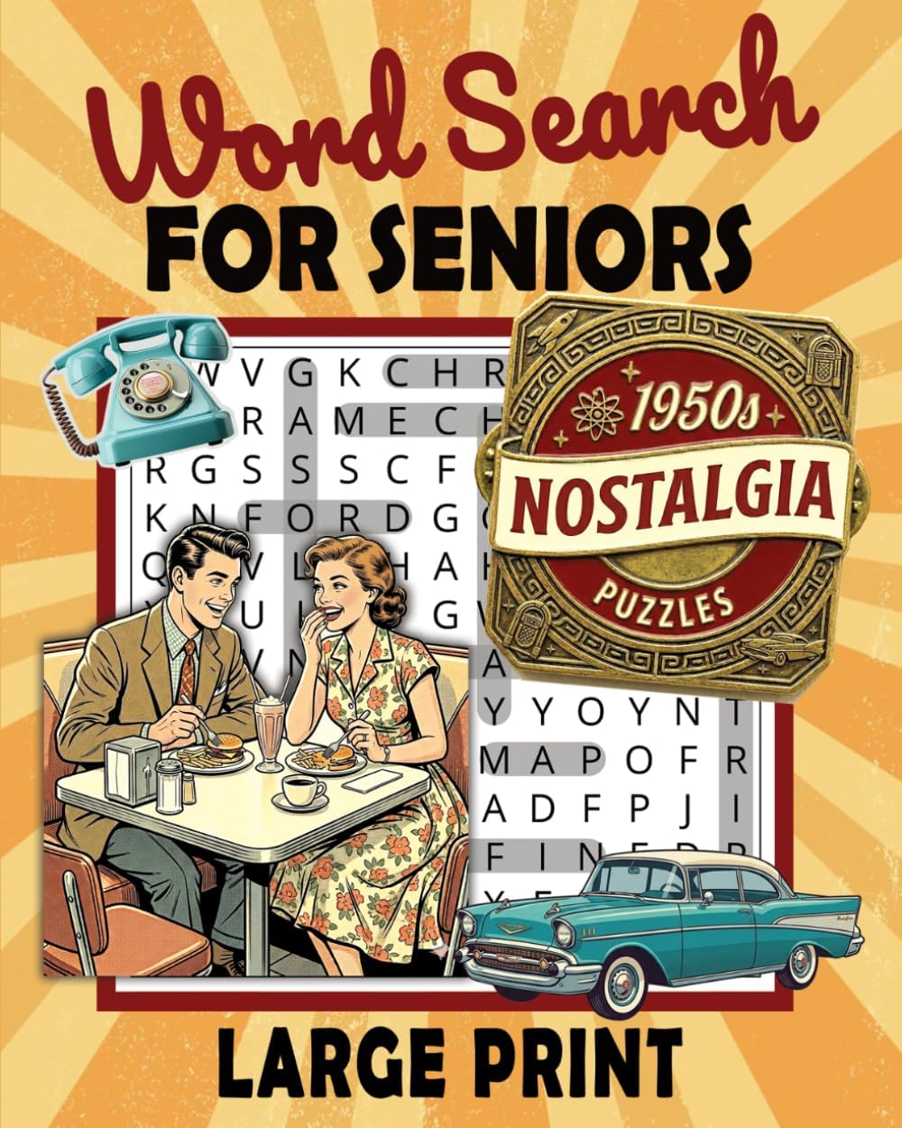 1950s Nostalgia Word Search for Seniors: Large Print and Easy-to-Read Puzzles with Rock 'n' Roll, Classic TV & More – One Per Page, No Backwards Words by Gentle Sol
