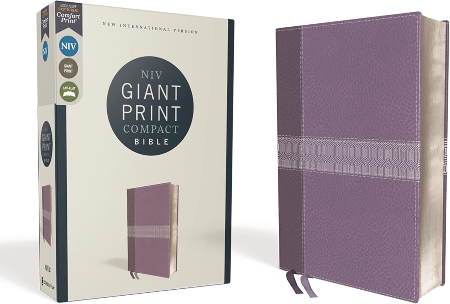 NIV, Giant Print Compact Bible, Leathersoft, Purple, Red Letter, Comfort Print by Zondervan