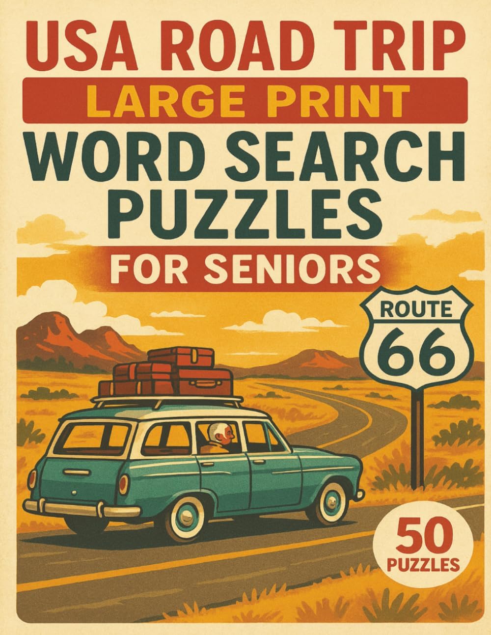 USA Road Trip Large Print Word Search Puzzles for Seniors: Travel coast to coast with 50 easy-to-read word puzzles—one for every U.S. ... highways, landmarks, and hometown pride by Darlene Louise Harper