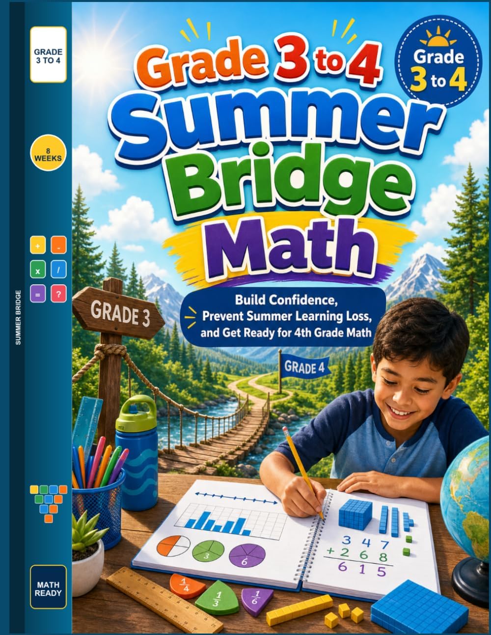 Grade 3 to 4 Math Summer Bridge: Build Confidence, Prevent Summer Learning Loss, and Get Ready for 4th Grade Math by Reza Nazari