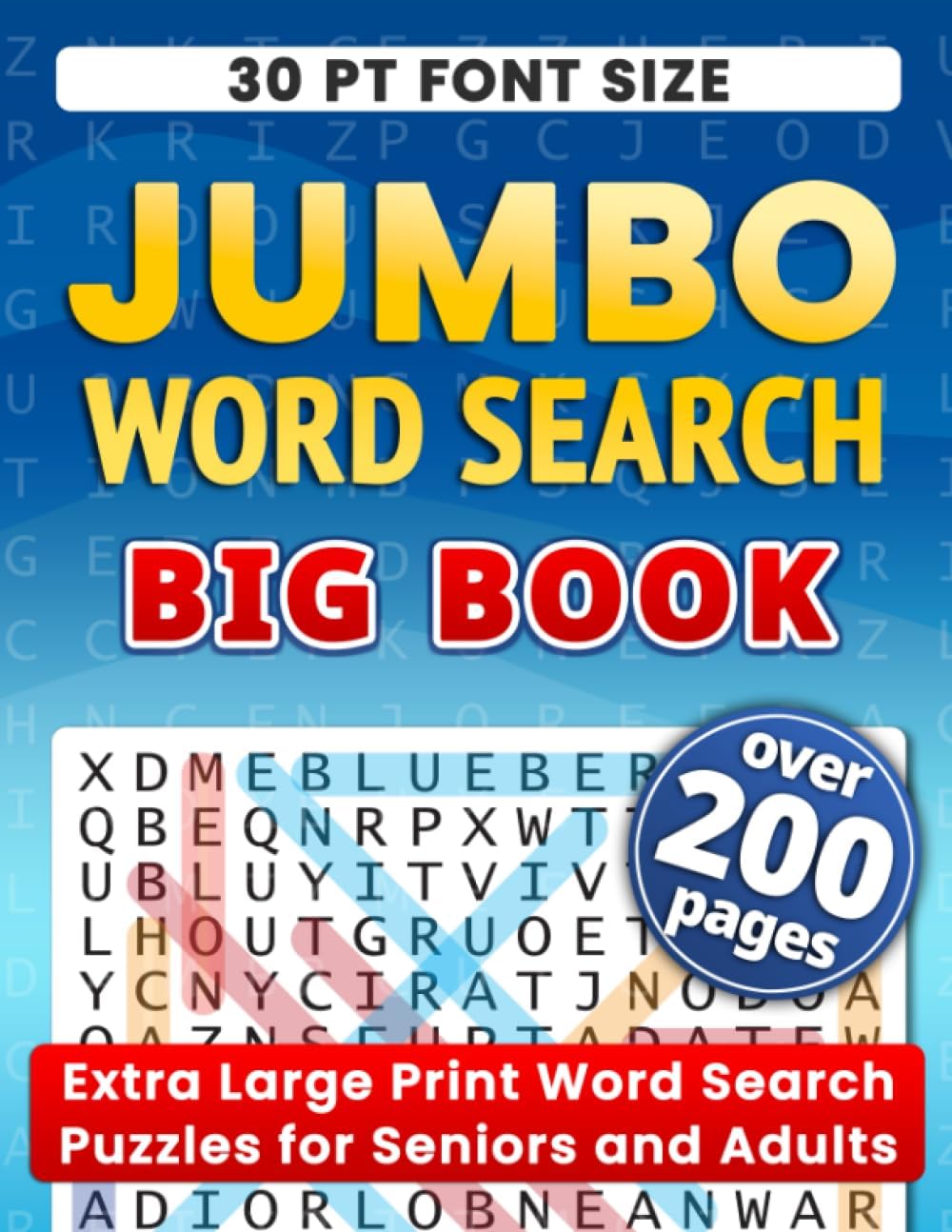 Jumbo Word Search Big Book: Extra Large Print Word Search Puzzles for Seniors and Adults with 30 pt Big Font by Kiddiyo SmartBooks