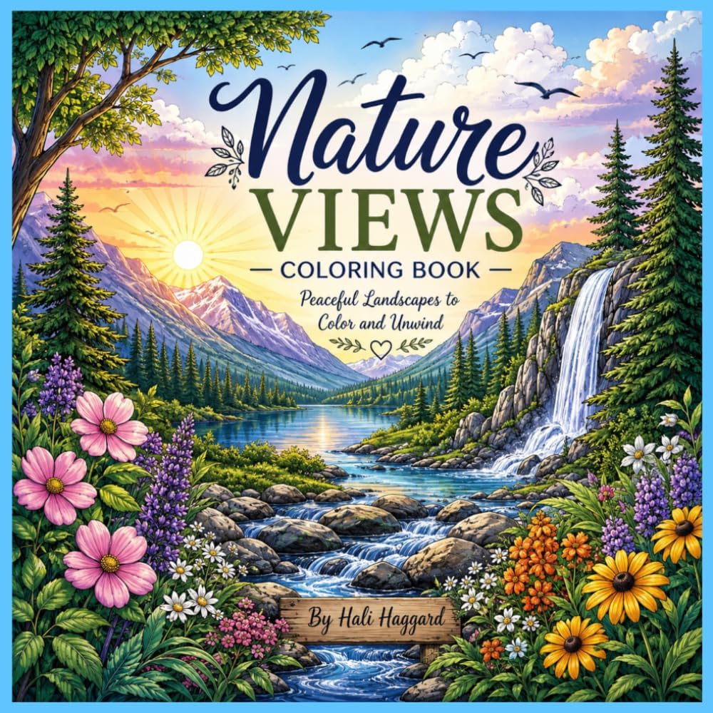 Nature Views Coloring Book: Peaceful Landscapes to Color and Unwind by Hali Haggard