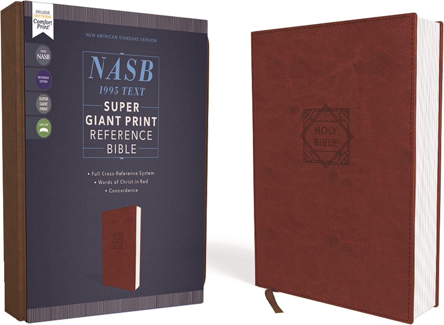 NASB, Super Giant Print Reference Bible (Font Size: 16.5-point), Leathersoft, Brown, Red Letter, 1995 Text, Comfort Print by Zondervan