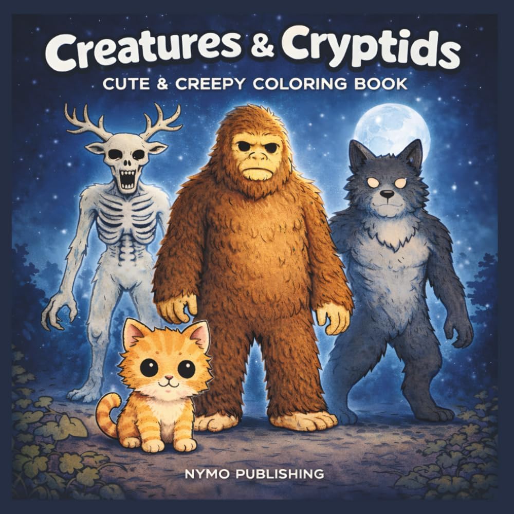 Creatures & Cryptids: Cute & Creepy Coloring Featuring Cryptids & Mythical Creatures, For Adults and Teens by Nymo Publishing