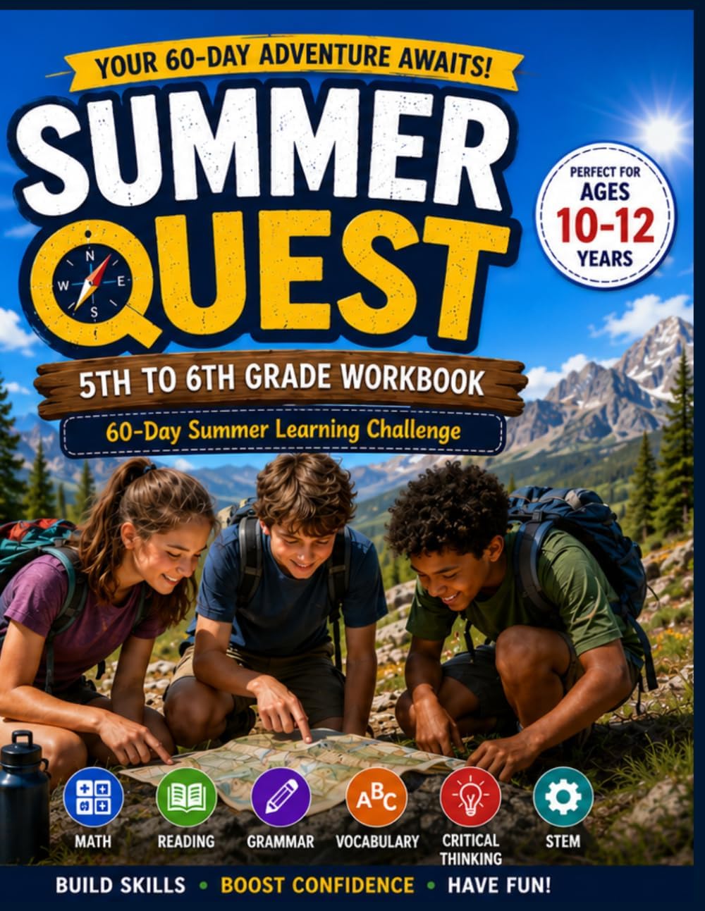 Summer Quest: 5th to 6th Grade Summer Bridge Workbook: 60 Days to Prevent Summer Learning Loss and Prepare for Middle School (Summer Quest Daily Bridge Adventure Series) by Adventure Learning Press