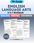 7th Grade ELA Workbook: Reading Comprehension, Writing, and Grammar Practice for Summer Learning & STAAR Test Prep: Master key ELA skills with reading comprehension, writing strategies, and grammar review. Great for summer learning by Angela Sultzer
