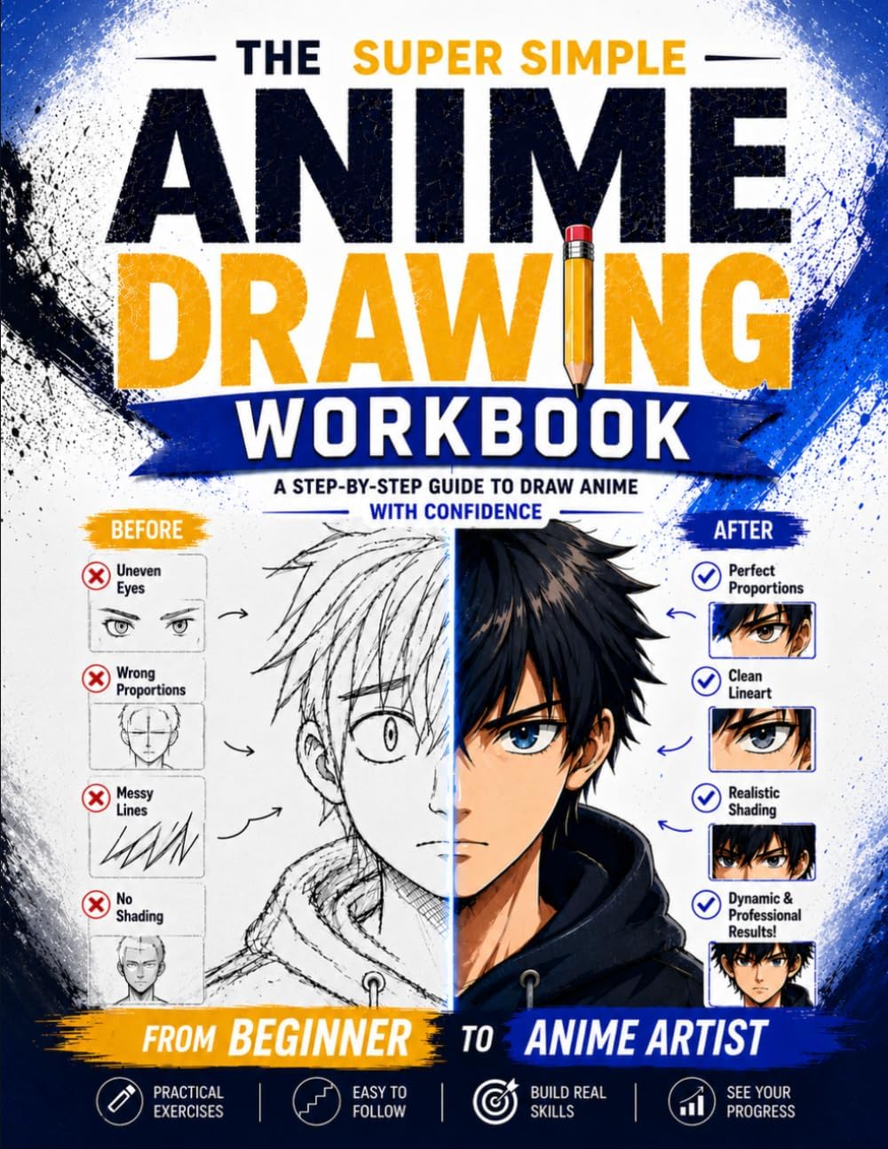 The Super Simple Anime Drawing Workbook: Unleash the Mangaka Inside You in 8 Simple Steps and Draw Anime Characters You'll Be Proud to Share | Simple Exercises and Easy Lessons Made Fun and Clear by Haruto Mizaka
