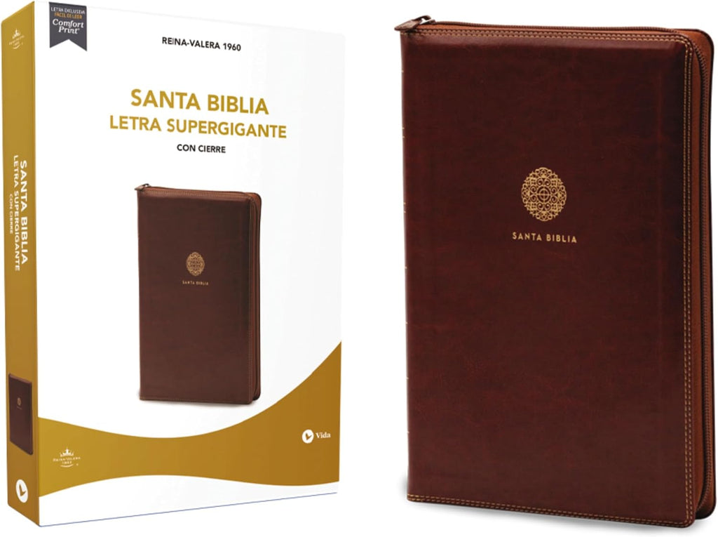 RVR60, Santa Biblia, Letra Supergigante, Leathersoft, Café, con Cierre, Comfort Print (Spanish Edition) by RVR 1960- Reina Valera 1960