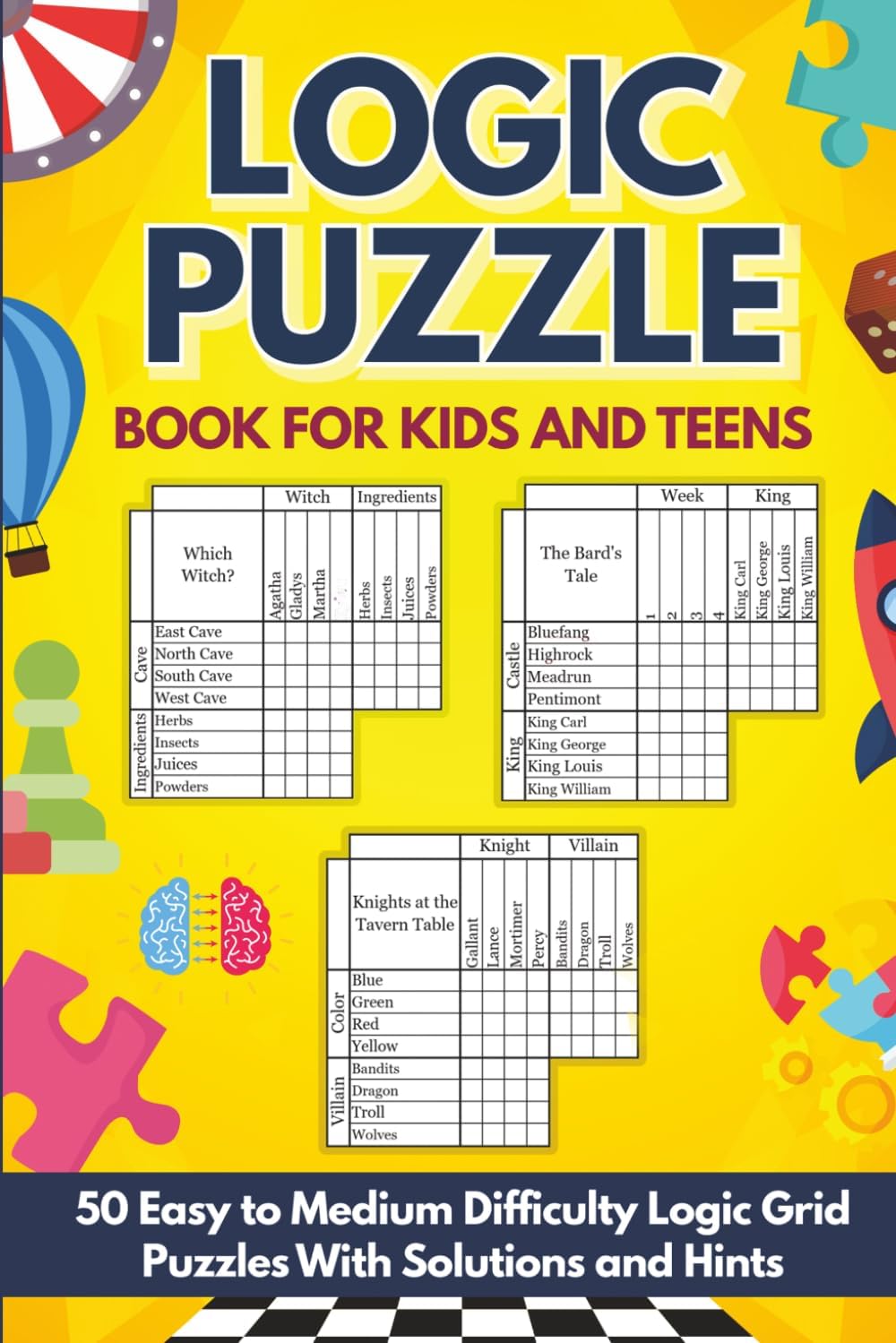 Logic Puzzle Book for Kids and Teens: 50 Easy to Medium Difficulty Logic Grid Puzzles: Designed for Young Readers With Smaller Grids and Detailed Solutions by Feline Puzzles Press