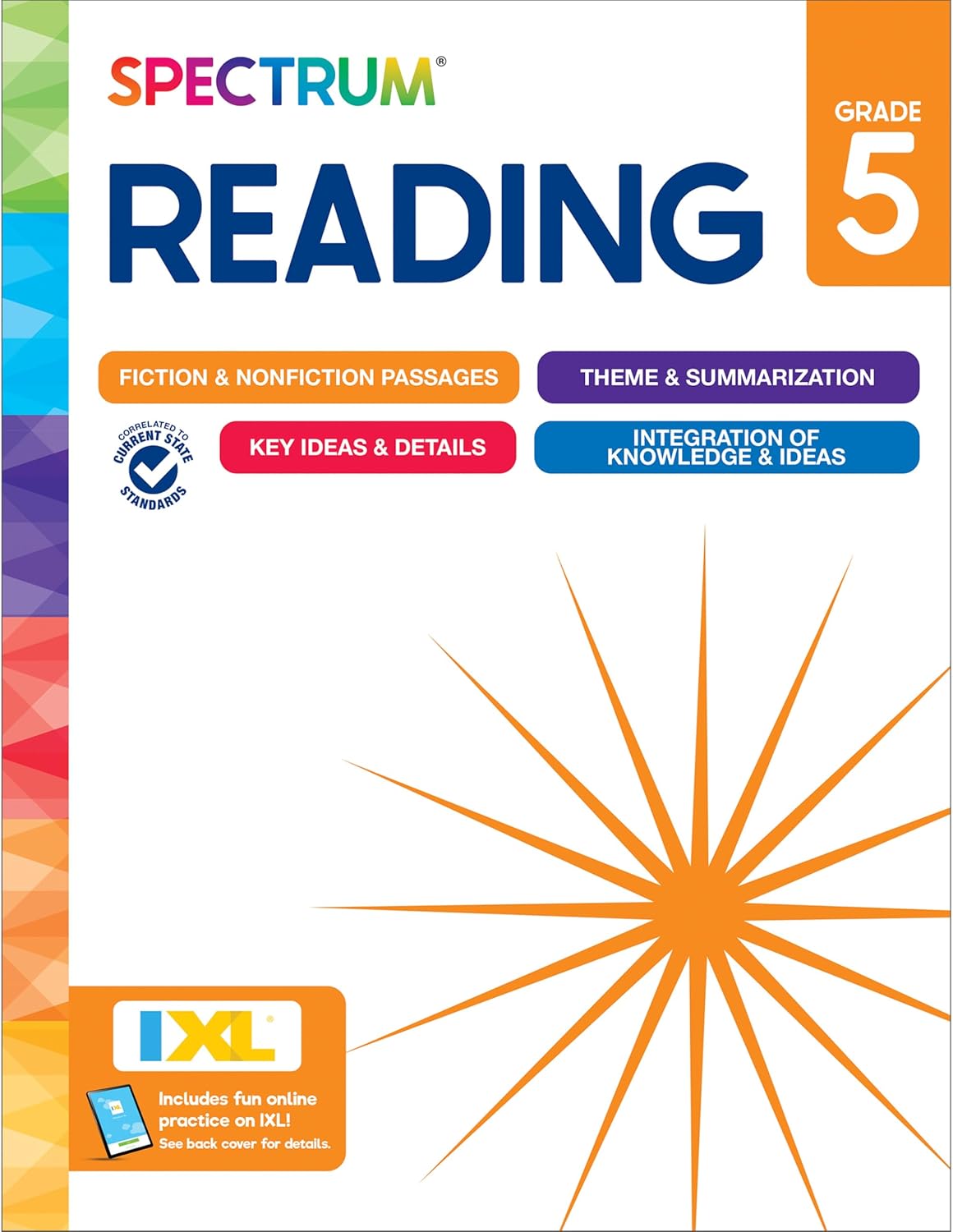 Spectrum Reading 5th Grade Workbooks, Activity Book Covering Nonfiction and Fiction Passages, Theme, Summarization, and more, Classroom or Homeschool Curriculum by Spectrum