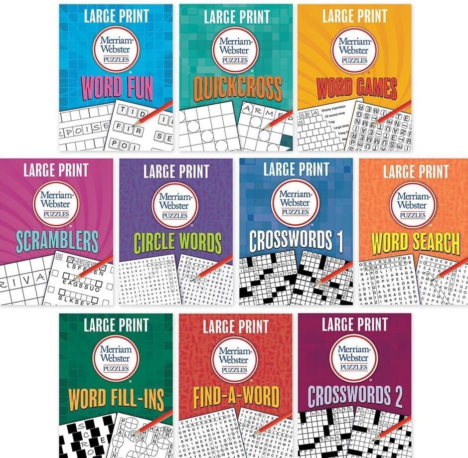 Large Print Merriam-Webster Puzzles 10 Booklet Set (Brain Games Large Print) by Publications International Ltd.