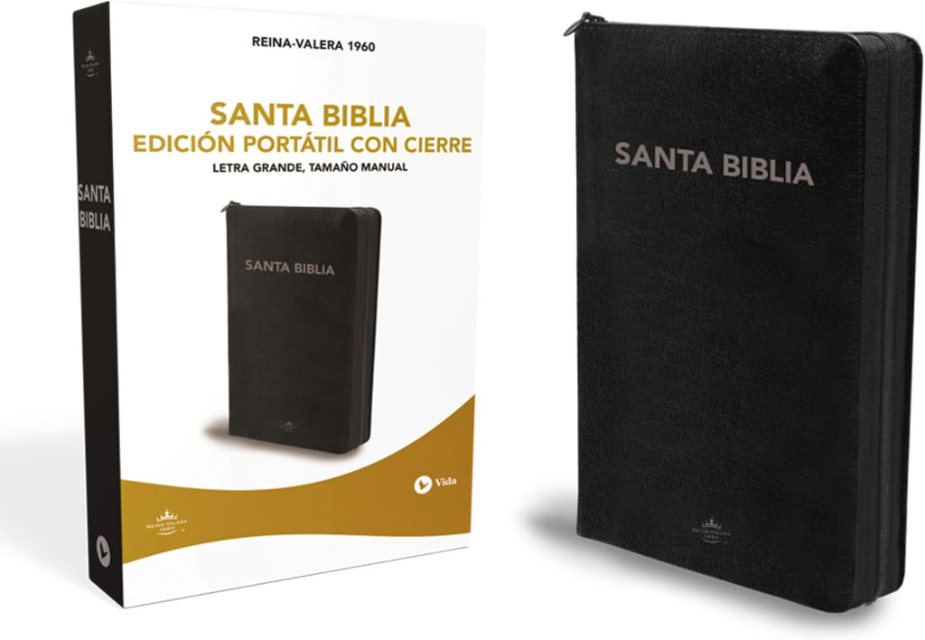 RVR60, Santa Biblia, Letra grande, Edición portátil, Leathersoft, Negro, Palabras de Jesús en Rojo, con cierre (Spanish Edition) by RVR 1960- Reina Valera 1960