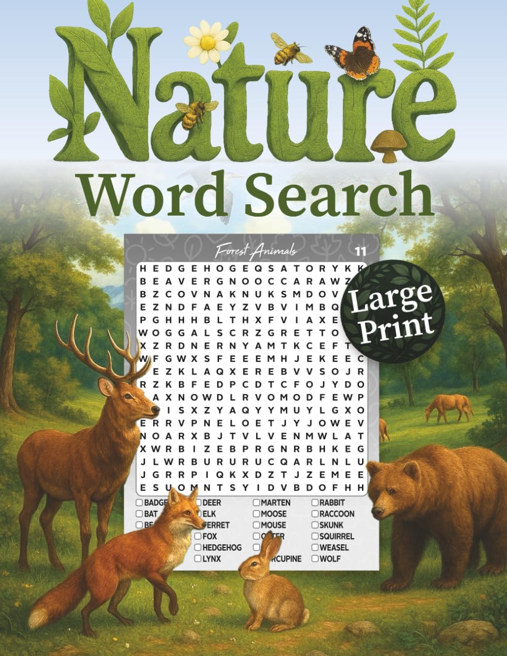 Nature Word Search Large Print: Relaxing Outdoor & Wildlife Puzzles for Adults and Seniors | Big Easy-to-Read Font: Includes Forests, Animals, ... Puzzles (Themed Large Font Word Search) by DB Publishing