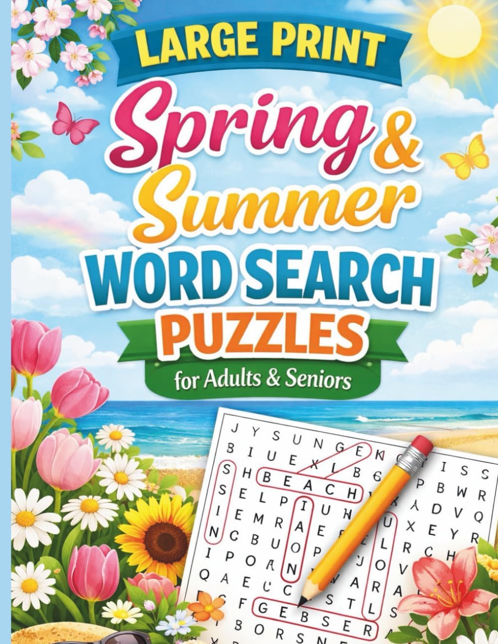 Large Print Spring & Summer Word Search Puzzles for Adults & Seniors: Relaxing Brain-Boosting Puzzles to Keep Your Mind Sharp by Family Tymes Publishing