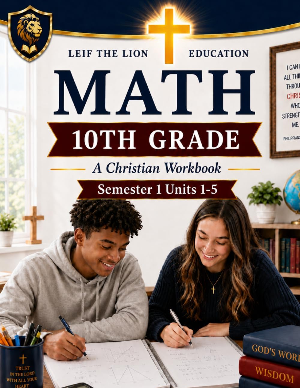 10th Grade Math Semester 1 (Units 1-5): A Christian Homeschool Math Workbook with Step-by-Step Lessons, Practice Problems, and Answer Key by Matthew E Webb