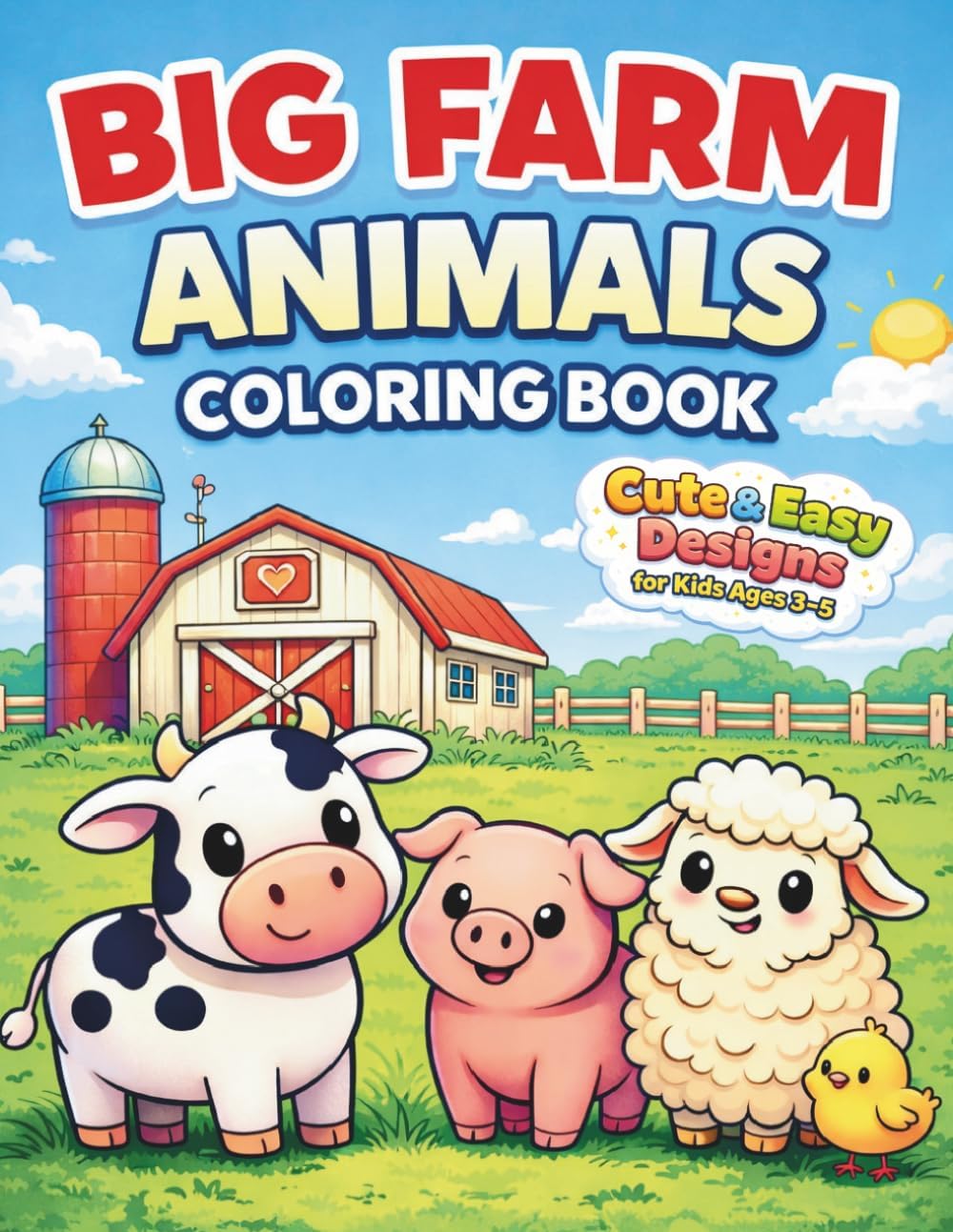 Big Farm Animals Coloring Book for Kids Ages 3-5: 38 Single-Sided Pages | Big and Easy Designs for Toddlers and Preschoolers (Animal Coloring Book Series for Kids Ages 3–5) by Abramowicz ABRO