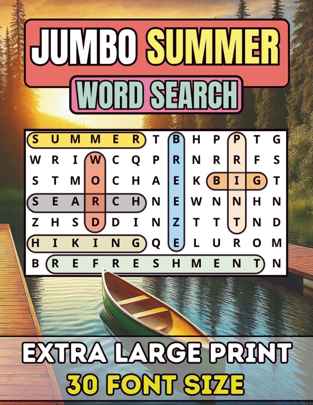 Jumbo Summer Word Search For Seniors And Adults: Extra Large Print Summer Word Search Book | Anti-Eye Strain, Big 30 Font Size With 50 Puzzles And ... Puzzle Through the Year One Season at a Time) by Happytude Press