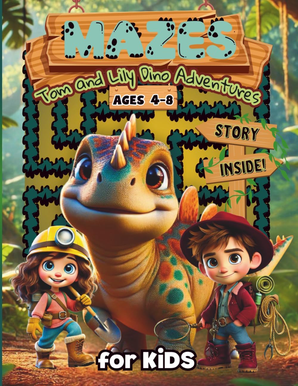 Maze Book for Kids Ages 4-6 | 3-5 | 4-8 | 6-8: Dinosaur Activity Stories, Puzzles, and Screen-Free Activities to Help Kids Improve Focus, ... and Lily Featuring Stories for Kids Ages 4-8) by Activity Whiz