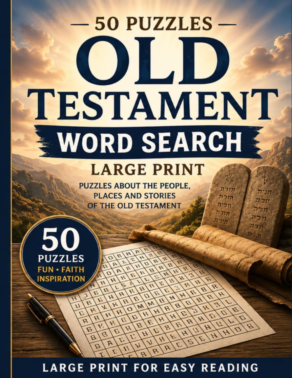 Old Testament Word Search Large Print: 50 Bible Word Search Puzzles Featuring People, Places, and Stories from the Old Testament | Easy-to-Read Large ... Seniors (Christian Word Search Collection) by John C.