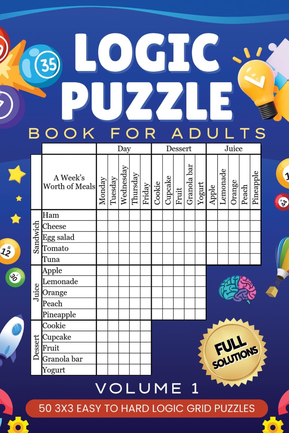 Logic Puzzle Book for Adults Volume 1: 50 Easy to Hard Logic Grid Puzzles - The Real Brain Challenge by Feline Puzzles Press