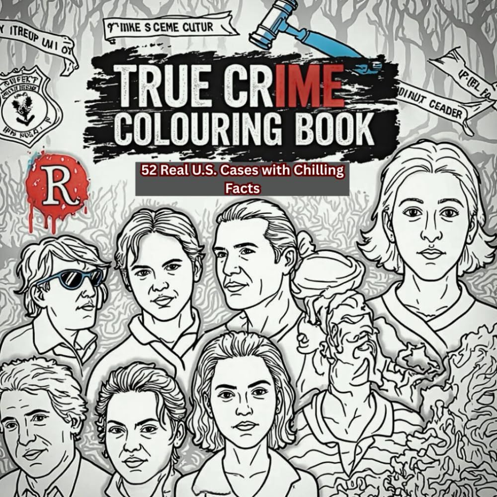 True Crime Colouring Book: 52 Real U.S. Cases with Chilling Facts to Colour and Explore by Oliver beveridge