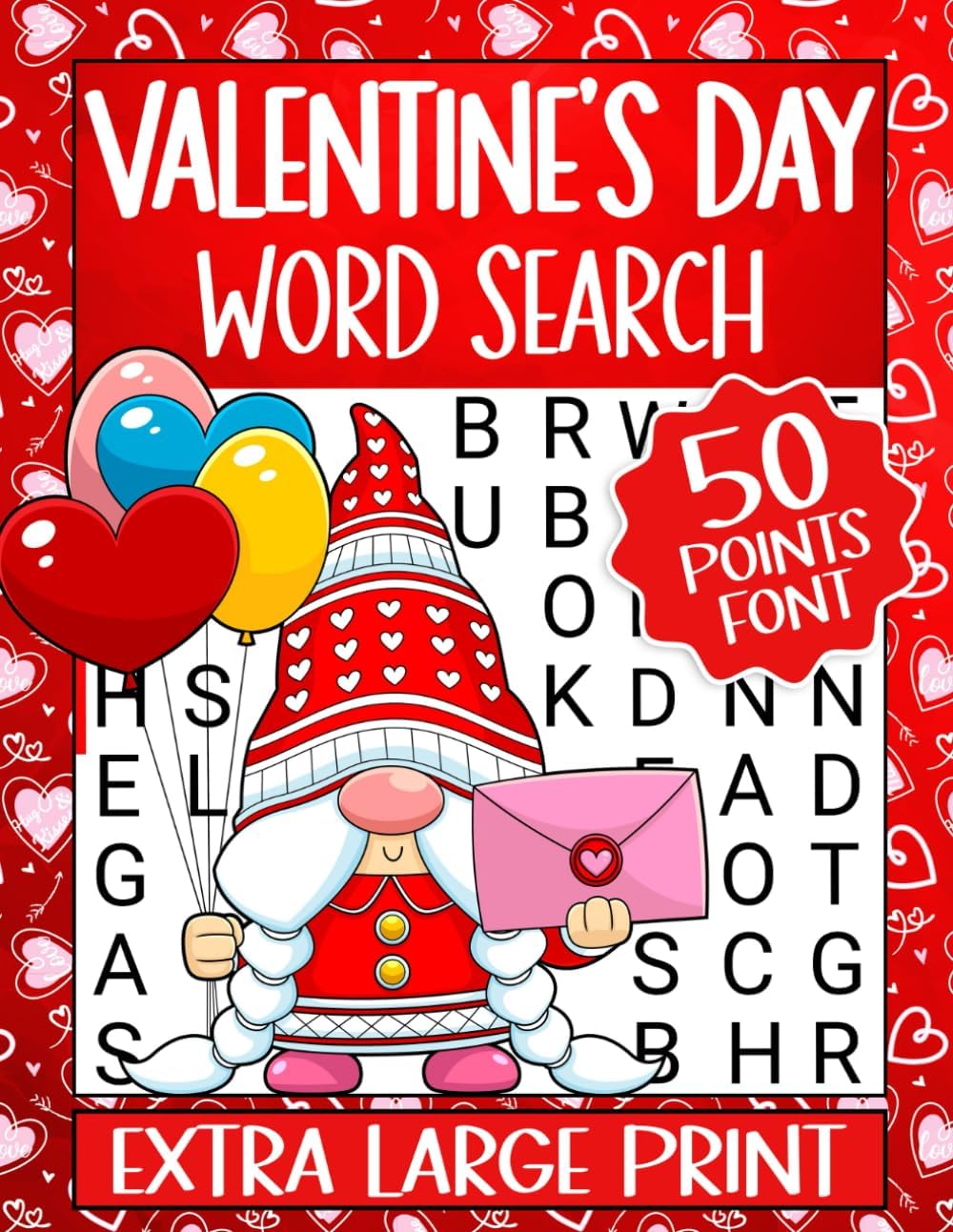 50 Points Font Size Extra Large Print Valentine's Day Word Search Puzzles for Seniors by Firefly Press