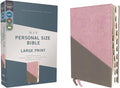 NIV, Personal Size Bible, Large Print, Leathersoft, Pink/Gray, Red Letter, Thumb Indexed, Comfort Print by Zondervan