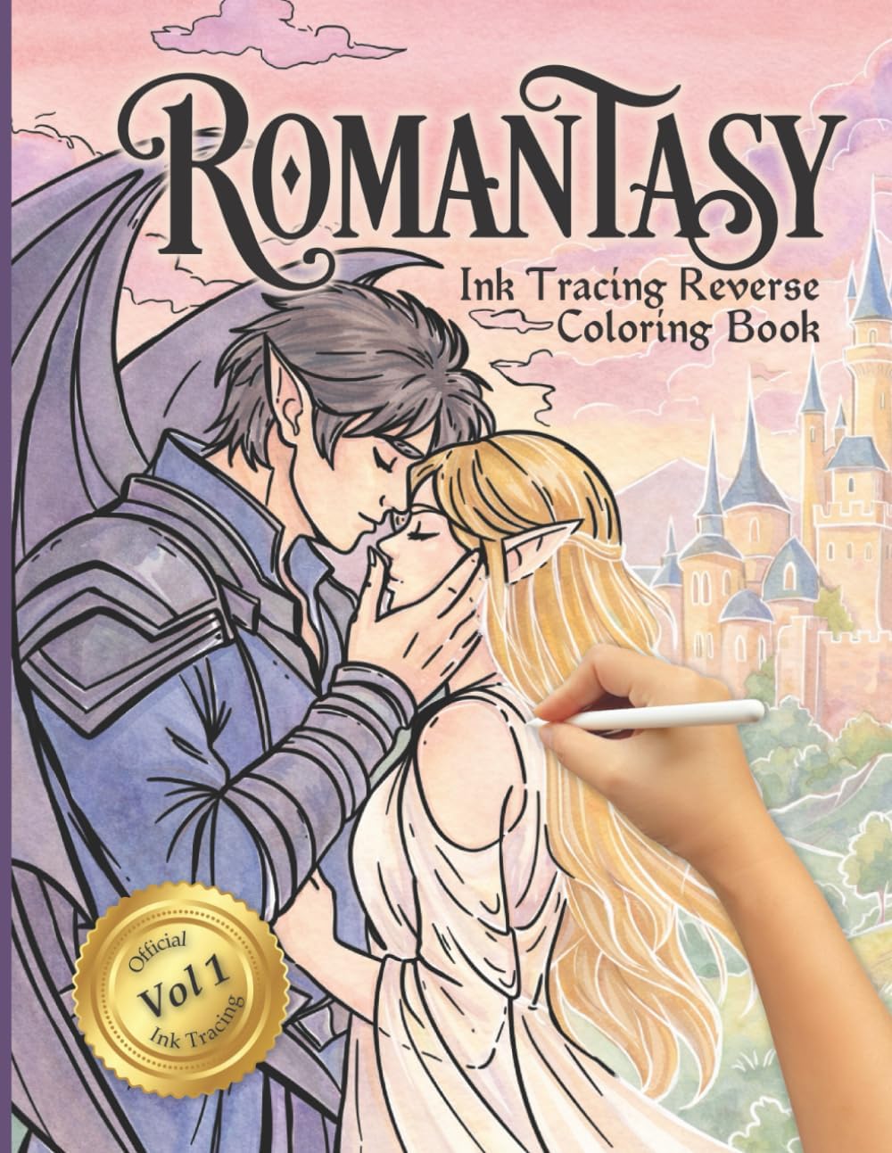 Romantasy Ink Tracing Reverse Coloring Book: A Monotone Tracing Experience for Fantasy Romance Lovers – A Thoughtful Gift for Mindfulness and Relaxation by Kimberley Kreates
