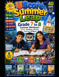 UScore Summer Leap: Grade 7 to 8 Summer Workbook — Math, Reading, Writing, Science & More by UScore Academy