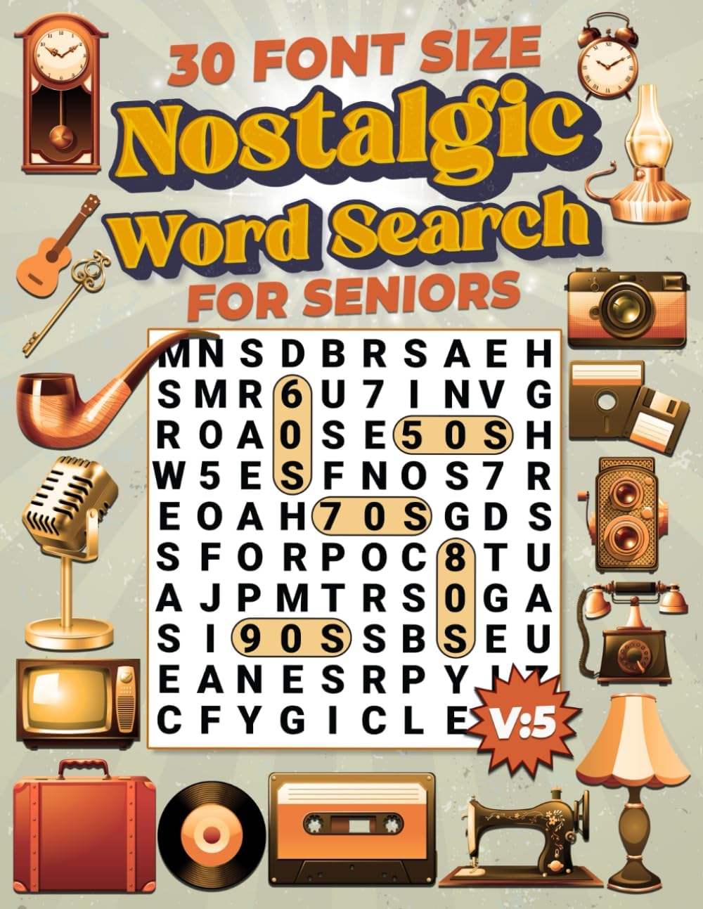 30 Points Font Size Extra Large Print Nostalgic Word Search for Seniors: 50 XL Size Nostalgic Word Search with 50s-90s Themed Puzzles Vol: 5 by Firefly Press