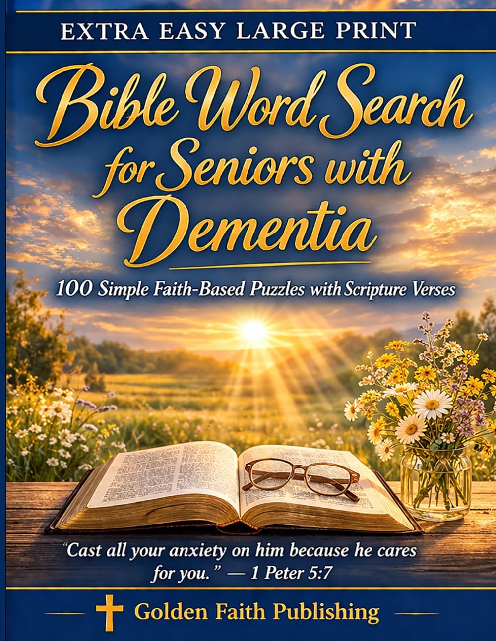 Extra Easy Large Print Bible Word Search for Seniors with Dementia: 100 Simple Faith-Based Puzzles with Scripture Verses — Horizontal and Vertical ... Care, Memory Support and Gentle Relaxation by Golden Faith Publishing