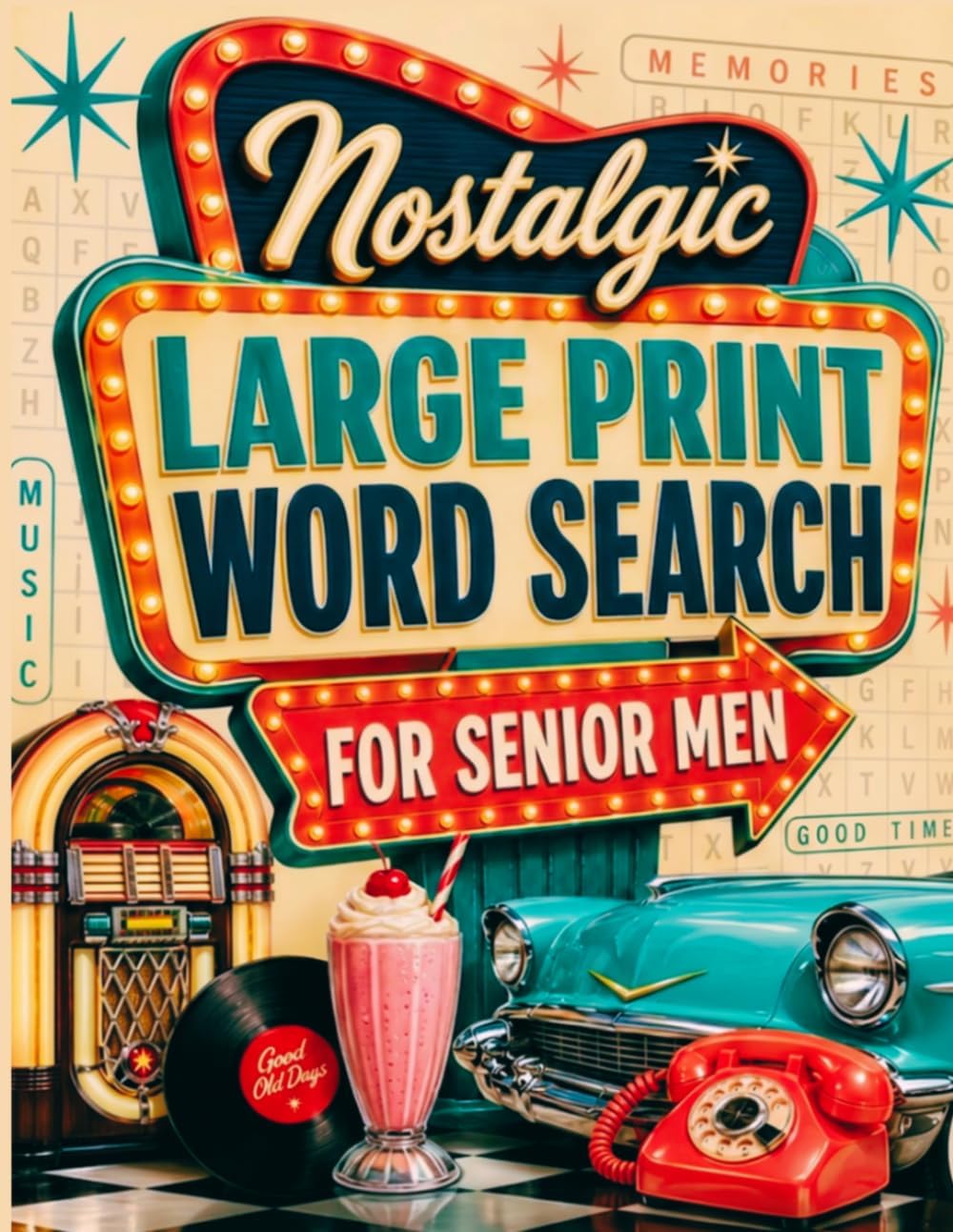 Nostalgic Word Search for Senior Men: Extra Large Print Easy Puzzles with Jumbo Solutions - Memory Activities for Dads, Grandpas and Older Adults (Extra Large Print Word Search for Seniors) by Miles A. Marlowe