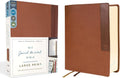 NIV, Journal the Word Bible (Perfect for Note-Taking), Large Print, Leathersoft, Brown, Red Letter, Comfort Print: Reflect, Take Notes, or Create Art Next to Your Favorite Verses by Zondervan