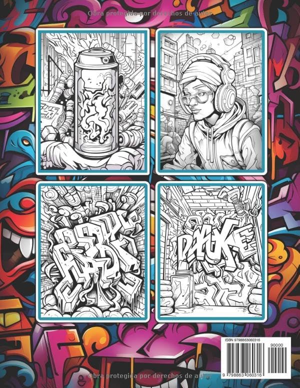 Graffiti Libro de Colorear: 50 Ilustraciones y Dibujos Profesionales Con Graffiti Arte Callejero para Adolescentes y Adultos para Aliviar el Estrés y Relajarse (Spanish Edition) by Artrust SpanishEdition
