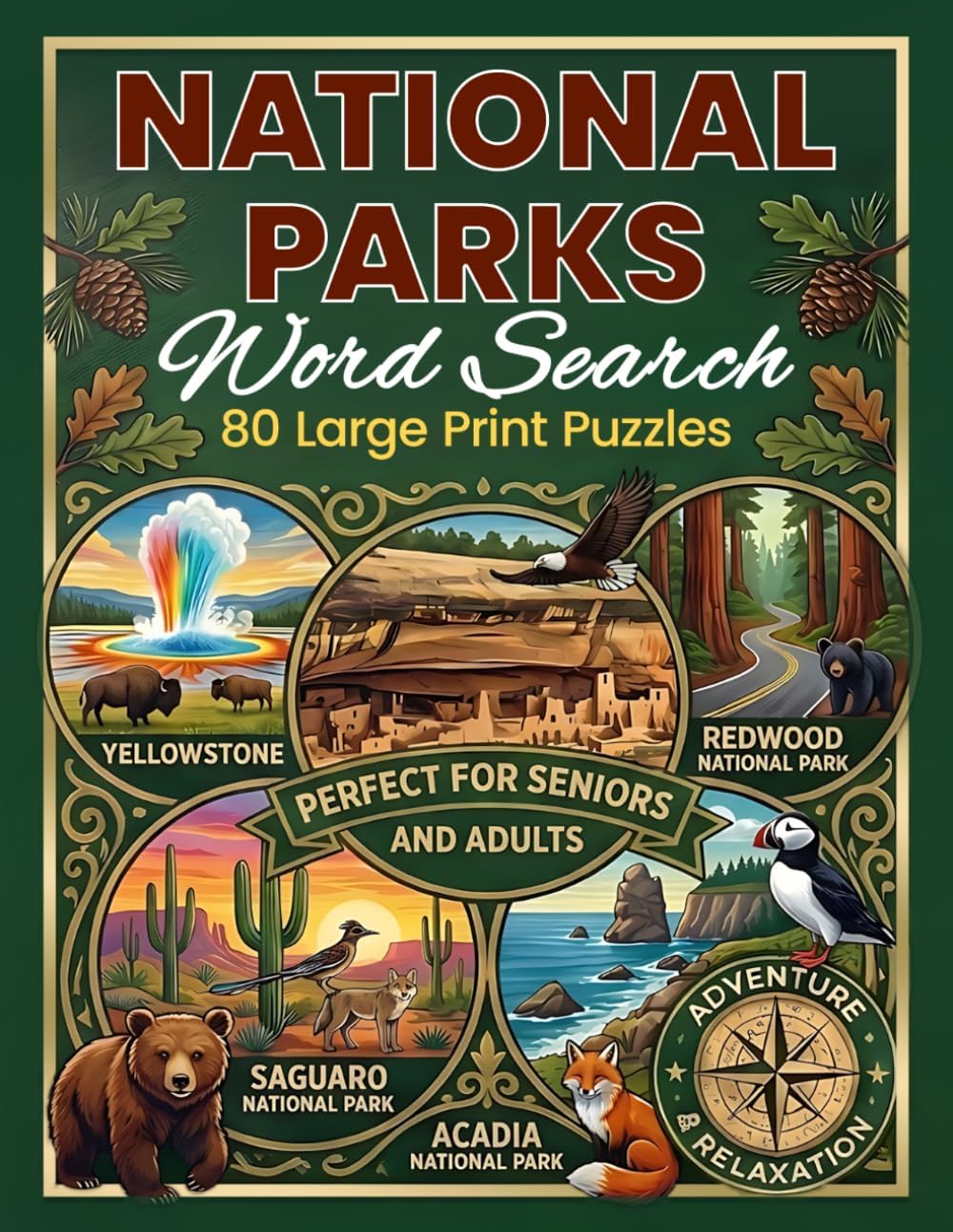 National Parks Word Search Large Print: Explore 80 Scenic Regions and Historical Sites with Challenging Puzzles for Seniors and Outdoor Enthusiasts (The Adult & Senior Brain Treasure Series) by Blake Finch