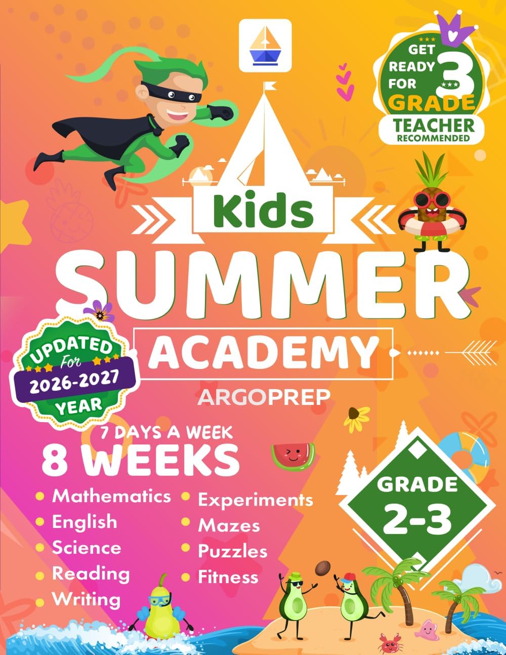 Kids Summer Academy by ArgoPrep - Grades 2-3: 8 Weeks of Math, Reading, Science, Logic, Fitness and Yoga | Online Access Included | Prevent Summer Learning Loss by ArgoPrep