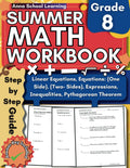 Summer Math Workbook Grade 8, With Equations One Side, Two Sides, Inequalities, Verbal Algebra, Linear Equations, Functions, Percentage, and Geometry ... Answers, Ages 13-14 (Summer Math Workbooks) by Anna School Learning