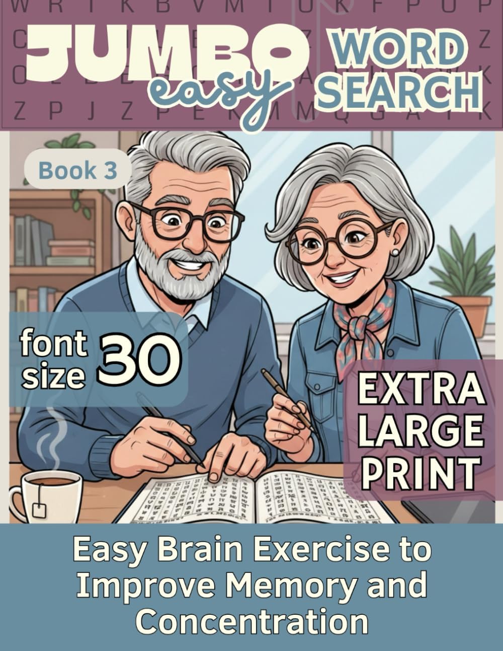 Jumbo Easy Word Search for Seniors: 50 Simple Puzzles with Extra Large Font - 30 pt – Easy Brain Exercise to Improve Memory and Concentration by Baba Jaga
