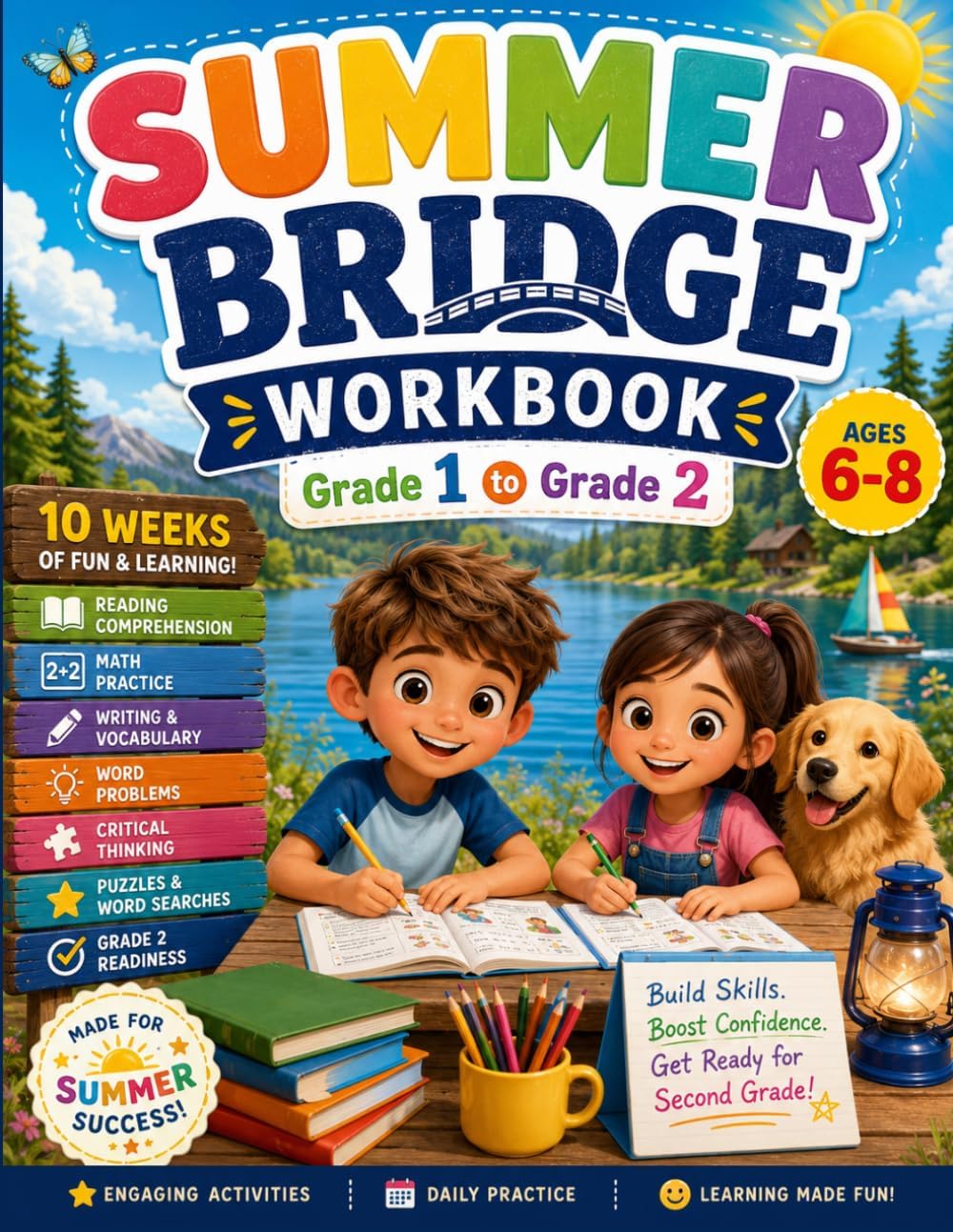 Summer Bridge High School Workbook Grade 1 to 2: A 10-Week Summer Learning Activity Book with Reading, Math, Phonics, Writing, Vocabulary, Word ... Puzzles, and Grade 2 Readiness Practice by Dr Paige Racheal