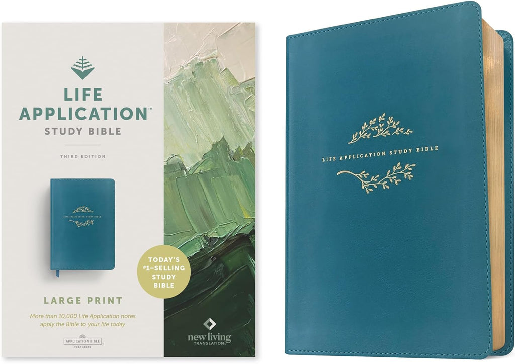 Tyndale NLT Life Application Study Bible, Third Edition, Large Print (LeatherLike, Teal Blue, Red Letter) – New Living Translation Bible, Large Print Study Bible for Enhanced Readability by New Living Translation