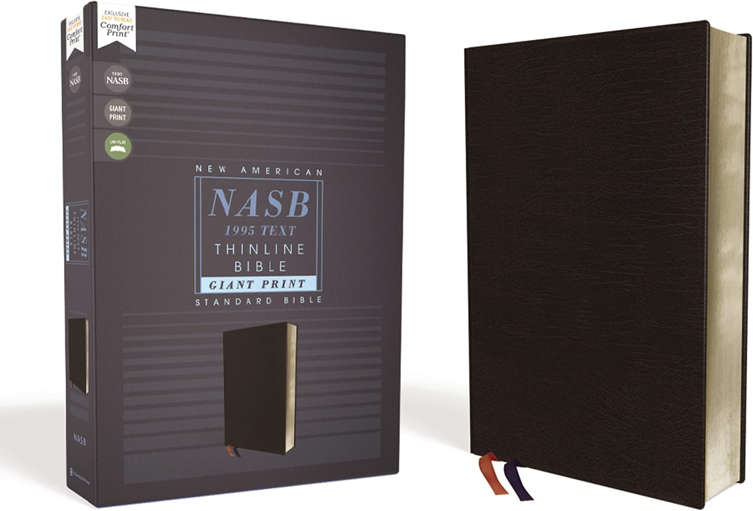 NASB, Thinline Bible, Giant Print, Bonded Leather, Black, Red Letter, 1995 Text, Comfort Print by Zondervan