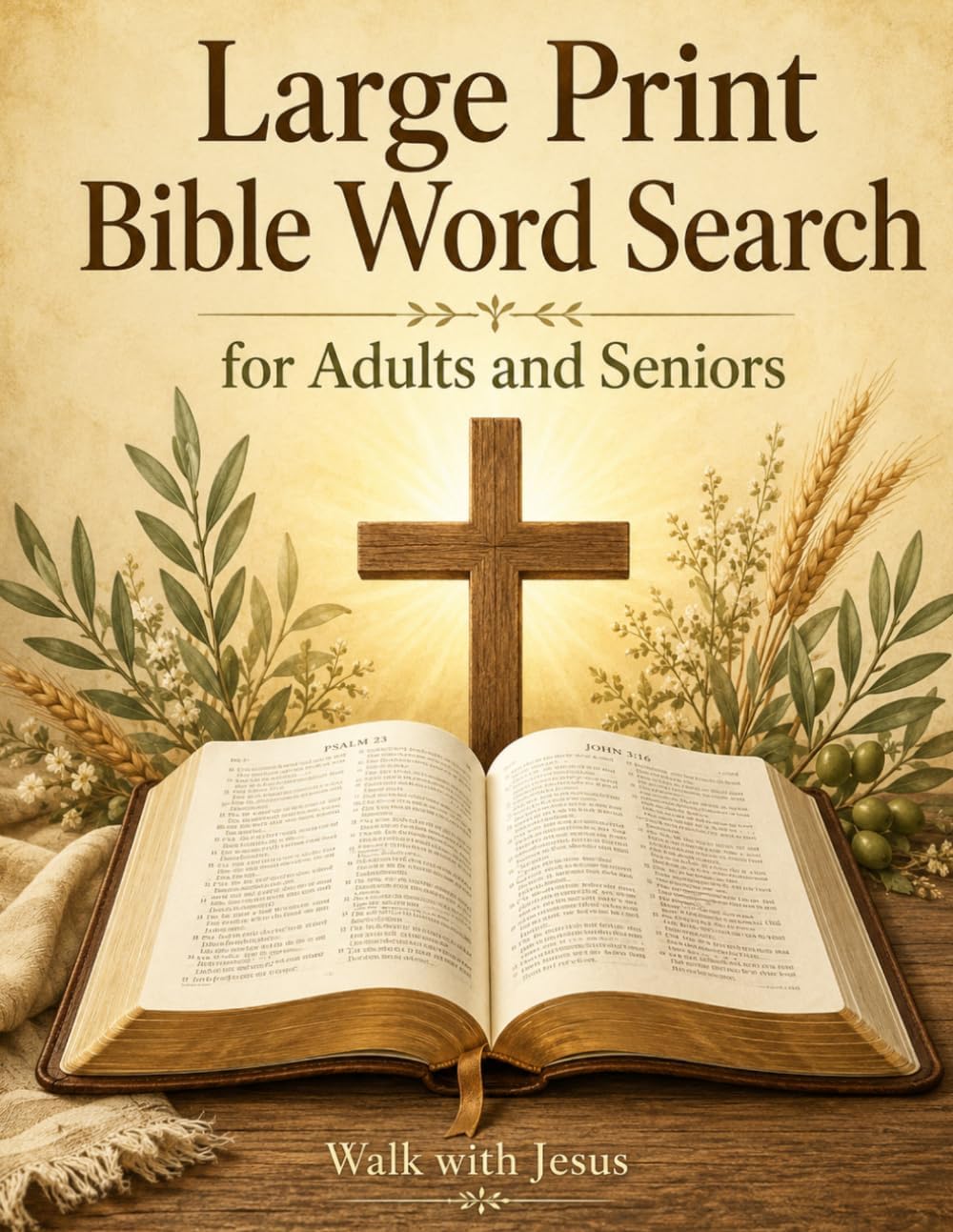 Large Print Bible Word Search for Adults and Seniors: Christian Word Search Puzzle Book with Bible Verses and Inspirational Teachings. Perfect Gift for Grandparents by Walk with Jesus