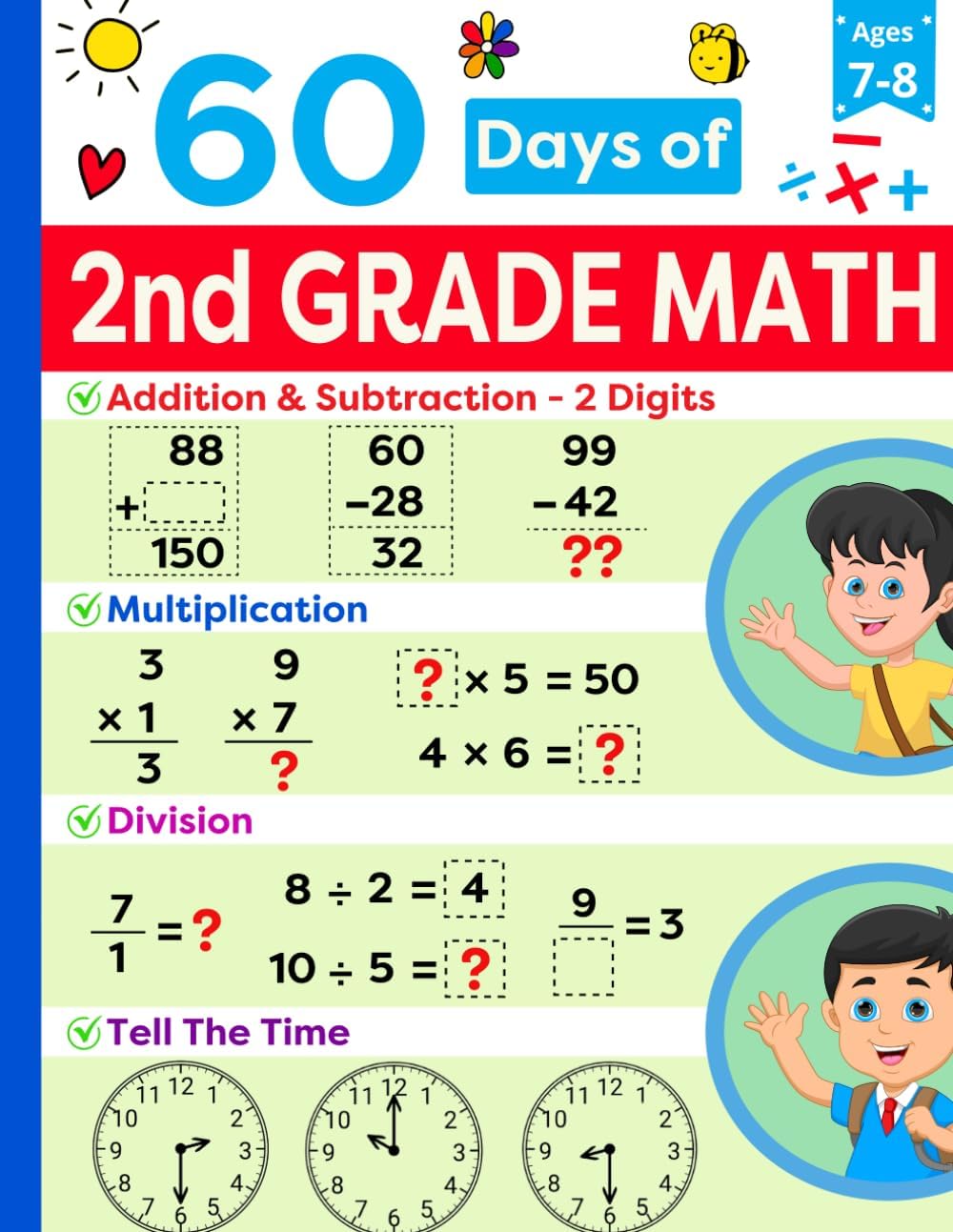 2nd Grade Summer Bridge Math Workbook Ages 7-8: Summer Workbook For Grade 2 Featuring Addition, Subtraction, Multiplication, Division & More | Summer ... Kids (Math Ninjas - Children Math Essentials) by Math Ninjas