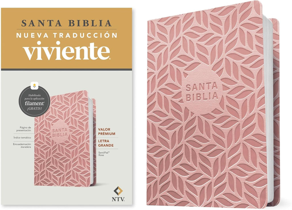 Biblia valor prémium NTV, letra grande con Filament (SentiPiel, Rosa) (Spanish Edition) by Tyndale