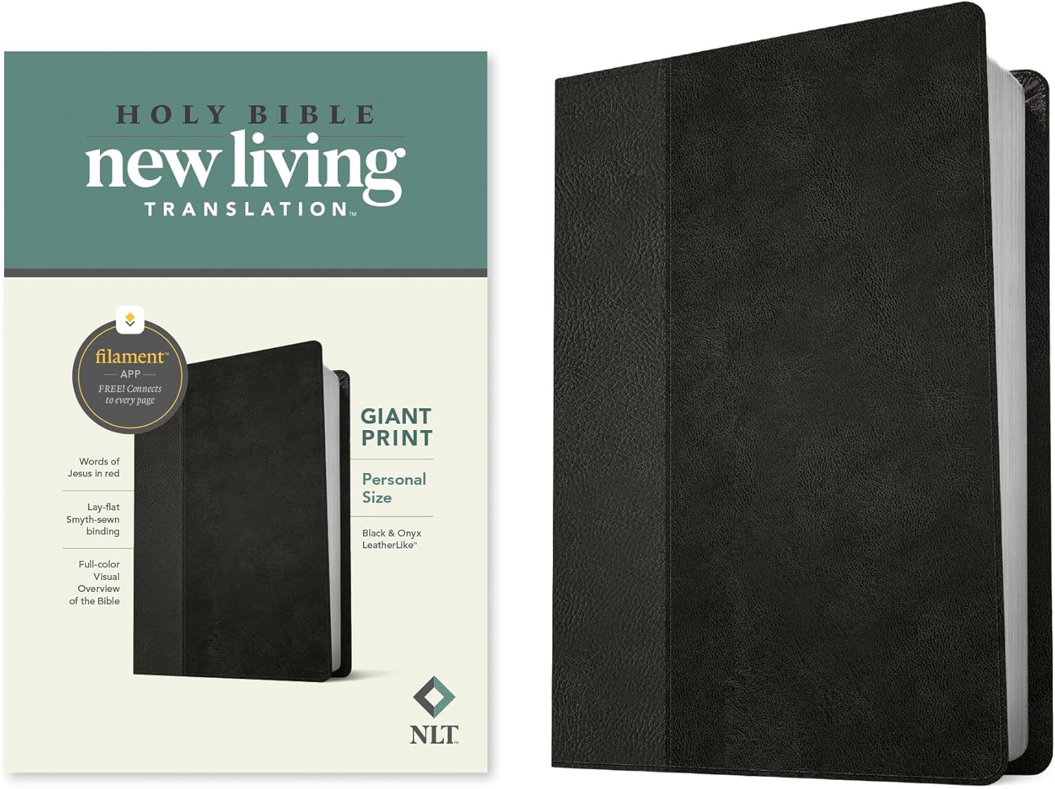 NLT Personal Size Giant Print Bible, Filament Enabled (LeatherLike, Black/Onyx, Red Letter): Includes Free Access to the Filament Bible App Delivering ... Notes, Devotionals, Worship Music, and Video by New Living Translation
