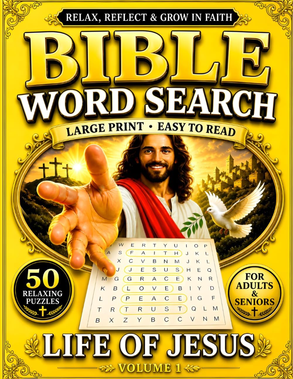 Bible Word Search - Life of Jesus: Large Print Puzzles for Adults and Seniors with Inspirational Scriptures and Solutions by Grace & Light Studio