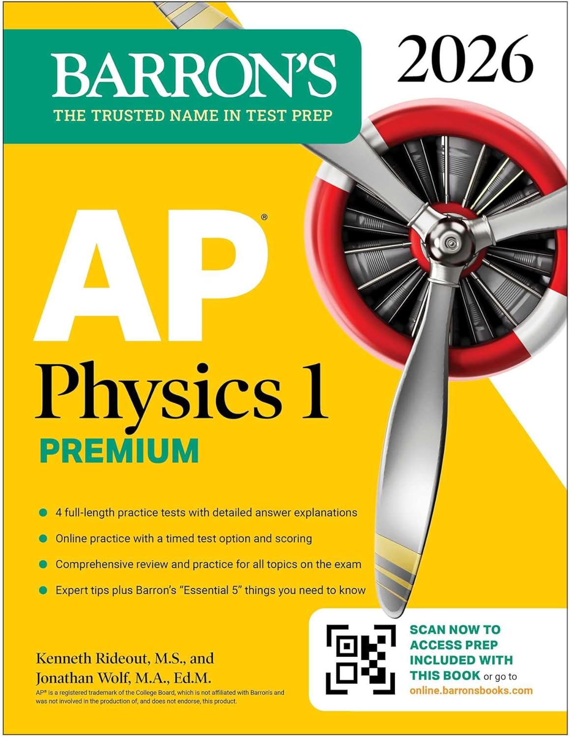 AP Physics 1 Premium, 2026: Prep Book with 4 Practice Tests + Comprehensive Review + Online Practice (Barron's AP Prep) by Kenneth Rideout M.S.