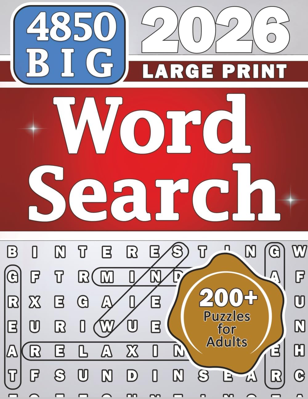 BIG 4850 Word Search Large Print for Adults: 200+ Puzzles (Happy Puzzling!) by MindCookie