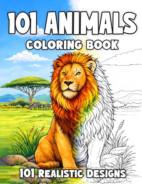 101 Animals Coloring Book: 101 Realistic Animals to Color for Adults, Teens & Kids with Lions, Tigers, Cats, Dogs, Fish, Birds & More (The Ultimate Coloring Books for Adults and Teens) by Creative Contributors